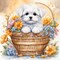 Diamond Painting Kits for Adults, Dog Round Full Drill Diamond Art Kits, 5D DIY Paint with Diamonds Crafts for Home Wall Decoration Gifts 12×12Inch Flower Basket